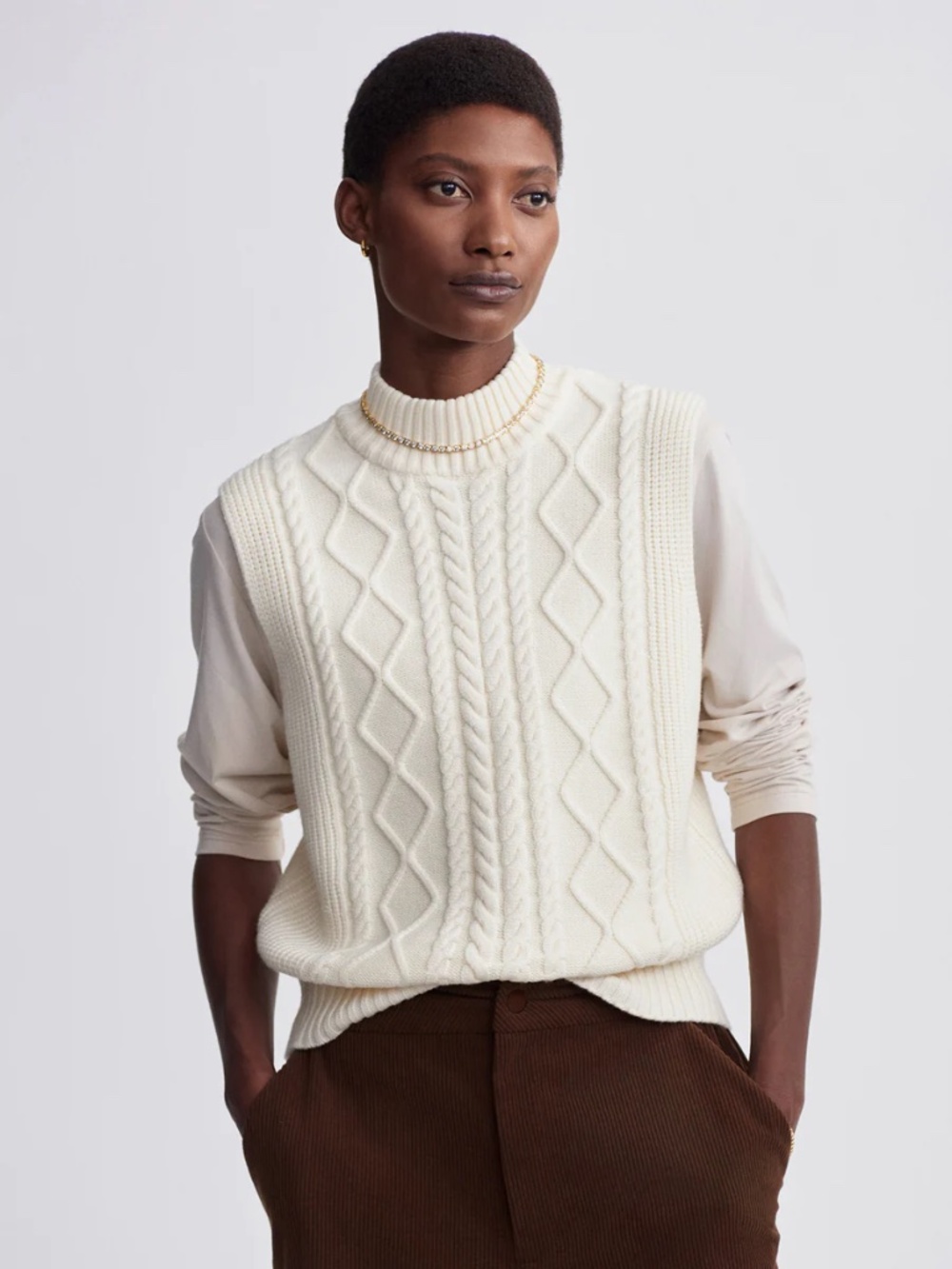 Varley Joilette Roll Neck Knit Sweater Vest